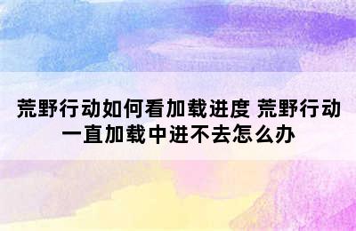 荒野行动如何看加载进度 荒野行动一直加载中进不去怎么办